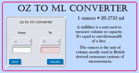 oz to ml conversion | Easy to convert – CalculatorPort