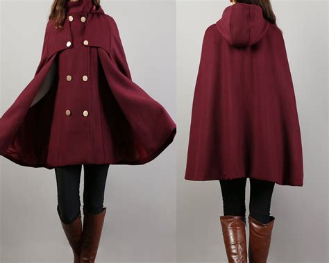Hooded Wool Cape Coat: High Neck Winter Poncho Jacket - Etsy in 2025 ...