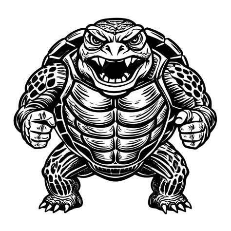 A drawing of a turtle with an angry expression on its face | Premium AI ...
