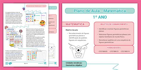 Plano de aula 1º ano - Matemática: Sequências e padrões em figuras ...