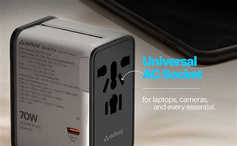 Stuffcool Jetset Pro Smallest 70W GaN International Travel Adapter with ...
