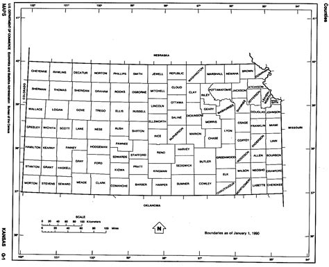 Kansas State Map with counties outline and location of each county in ...