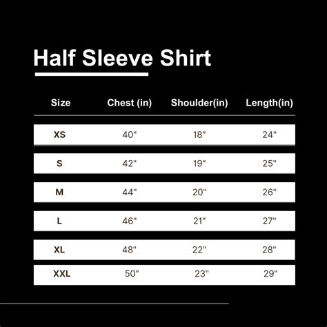 Size Chart – PVT LTD