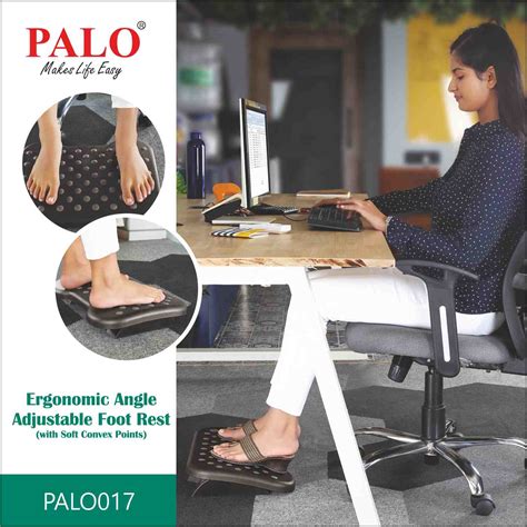 PALO017 PALO Ergonomic Angle Adjustable Foot Rest with Soft Convex Poi ...