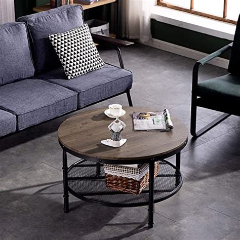 Bonnlo Circle Coffee Table, 31.5" Small Round Coffee Table Industrial ...