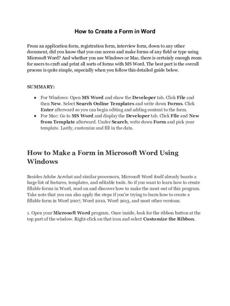 How to Make a Form On Word 的图像结果