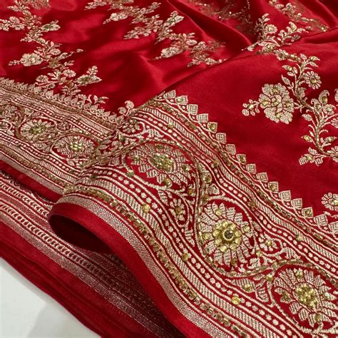 Bridal Red Mashru Silk with Ari and Stone – ZAIRA