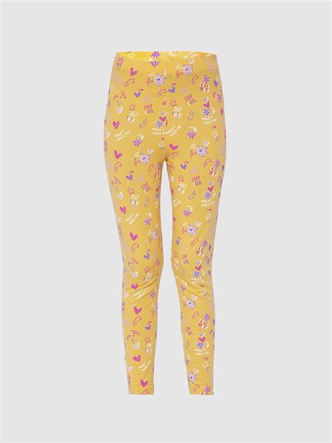 GIRLS YELLOW PRINTED LEGGINGS