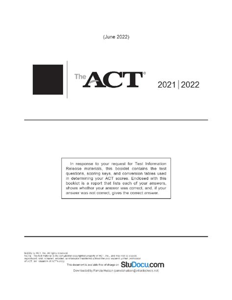 ACT - 2022 June Official E26 - Bachelor of Arts - Studocu