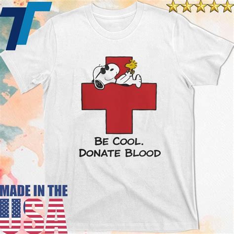 Teescott-Snoopy Be Cool Donate Blood Red Cross Peanuts T-Shirt - TeeScott