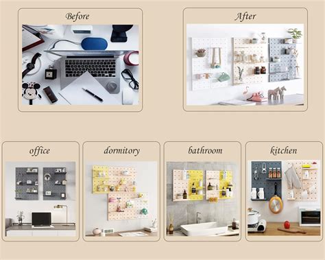 Buy Gencuoir 4 Sets Plastic Pegboard Kit - Decorative Wall Mounted ...