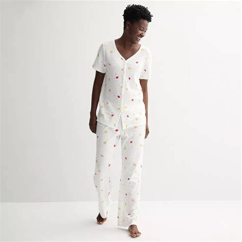 Women's Croft & Barrow® Textured Knit Pajama Top & Pajama Bottoms Set