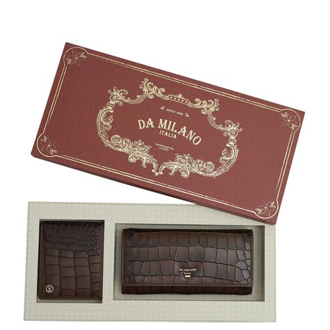 Brown Croco Leather Mens & Ladies Wallet Gift Set – Da Milano