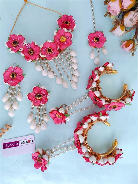 Pink Floral Jewelry Set | Haldi, Mehandi, Baby Shower