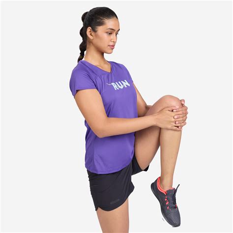 Women's Running Printed V-Neck T-Shirt For Women dry - Royal Purple