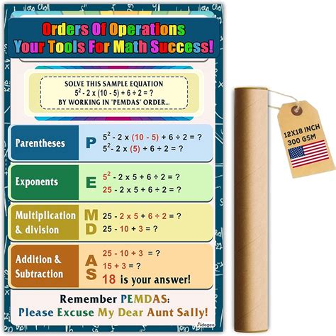 ADOGEO PEMDAS Order of Operations Poster for Middle India | Ubuy