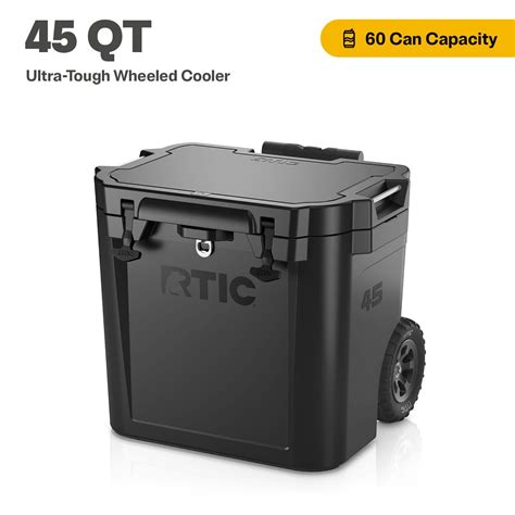 RTIC 45 QT Ultra-Tough Wheeled Hard-Sided Ice Chest Cooler, Fits 60 Cans, Black - Walmart.com