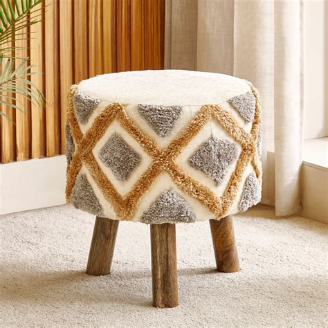 Buy Lotus NXT Fabric Ottoman - Beige from Home Centre at just INR 1999.0