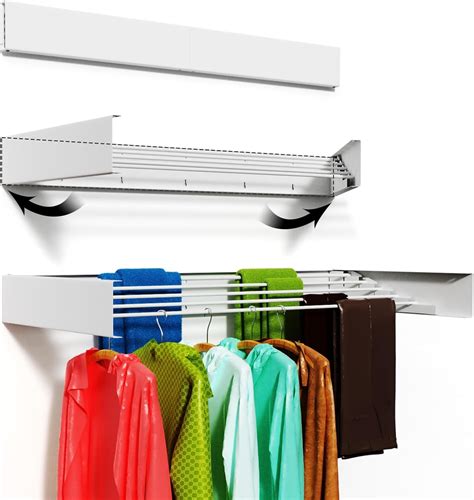 Wall Mounted Clothes Drying Rack, Foldable Wall Mount Laundry Rack ...