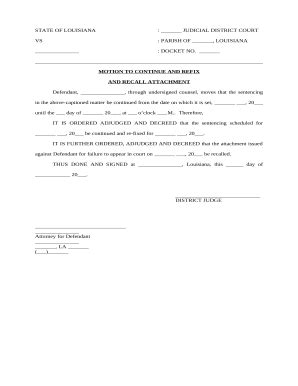 Motion to Continue and Refix - Fill Out, Sign & Share Online | pdfFiller