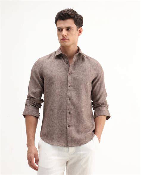 Buy Rome-Fs - Dusky Brown Regular Fit Plain Shirt| Rare Rabbit