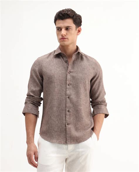 Buy Rome-Fs - Dusky Brown Regular Fit Plain Shirt| Rare Rabbit