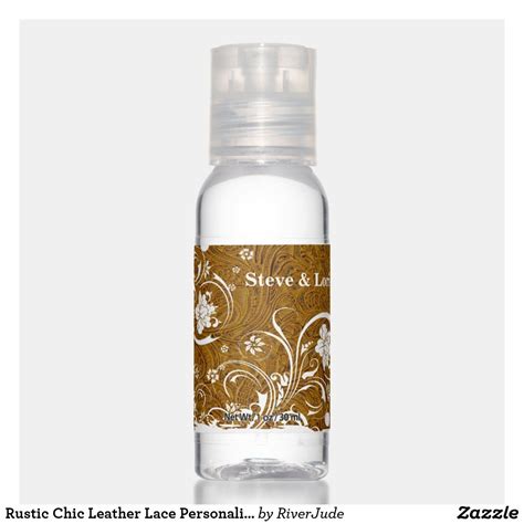 Rustic Chic Leather Lace Personalized Hand Sanitizer