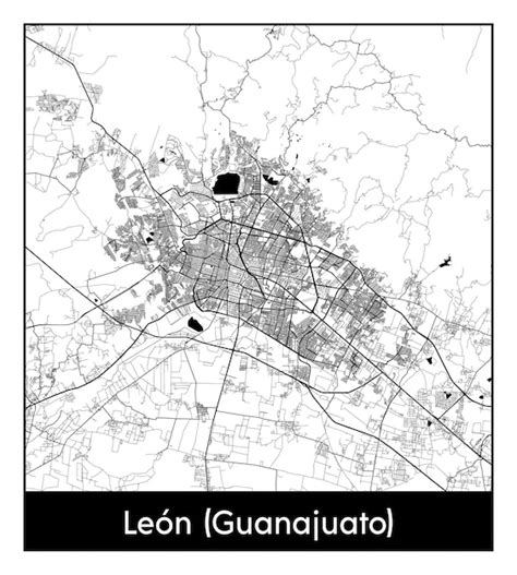 Minimal city map of leon guanajuato mexico north america | Premium Vector