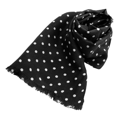 Black Polka Dot Silk Aviator Scarf