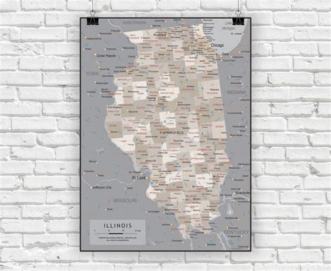 Illinois Wall Map - Executive | World Maps Online - Worksheets Library