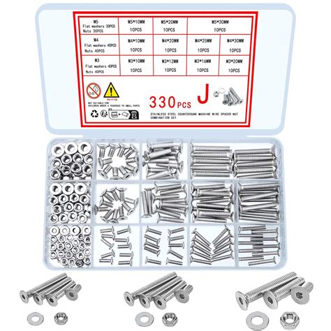 330 Pcs Countersunk Head Hexagon Socket Screws Bolts and Nuts and ...