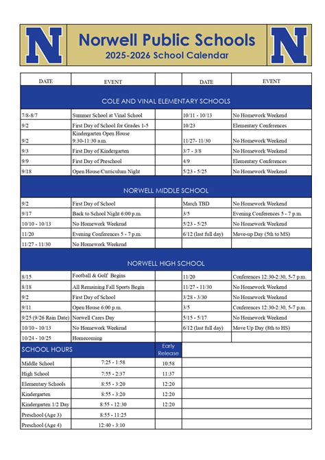 Norwell Public Schools MA Calendar 25-26 Revised [PDF] - EduCounty