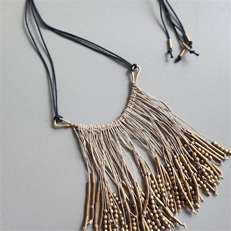 Buy Handmade Jute Thread Bar Necklace Online On Zwende