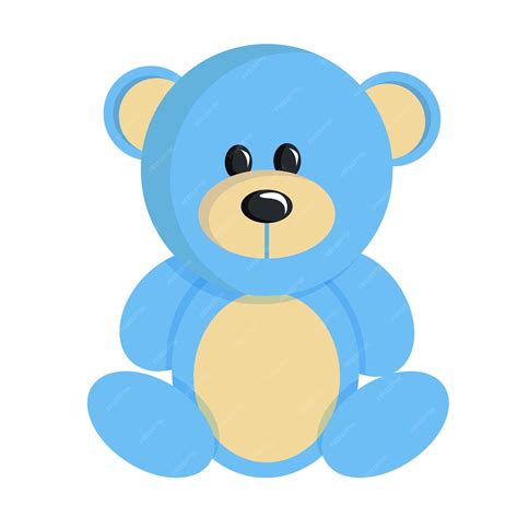 Premium Vector | Baby toy soft teddy bear blue color vector illustration