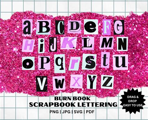 BURN BOOK SVG, Scrapbook Alphabet Svg Burn Book Letters Svg Cricut Cut ...