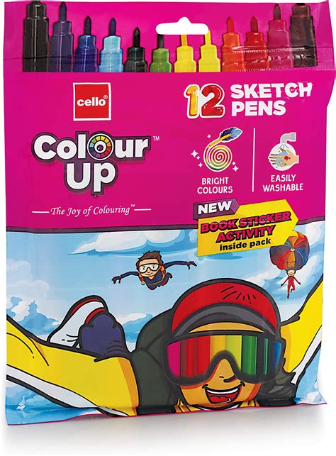 Cello ColourUp Sketch Pens - 12 Shades, Bright Sketch Pen Set for kids ...