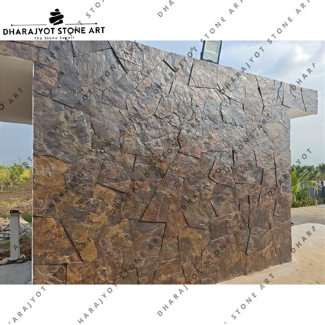 Handcrafted Brown Slate Stone Wall Cladding – Dharajyot Stone Art
