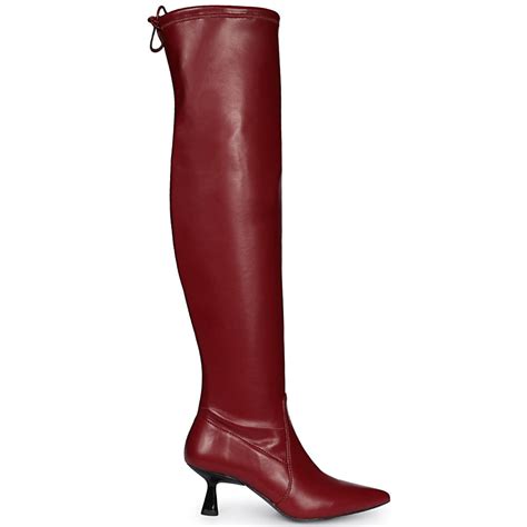 Saint Primrose Maroon Stretch Napa Above The Knee Boots – SaintG India