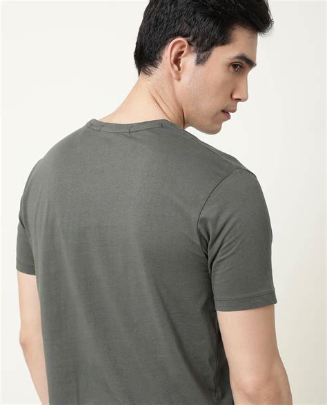 Rare Rabbit Men's Rainy Olive Cotton Graphic Print Slim Fit Half Sleev