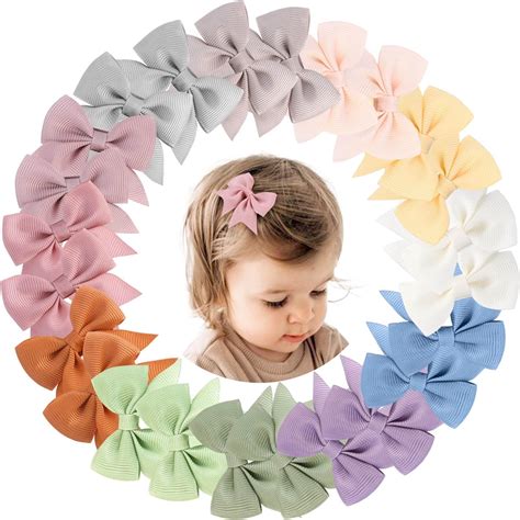 Amazon.com: OAOLEER 24pcs 2inch Baby Hair Clips, Fully Lined Bows for ...