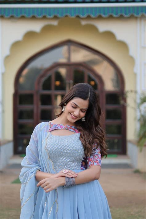 Sky Blue Color Elegance Premium Designer Readymade Gown with