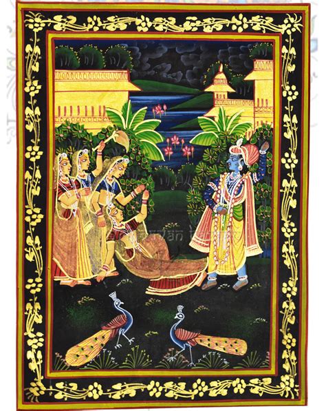 Krishna preaching the gopis printed painting – Vrindavan Bazaar