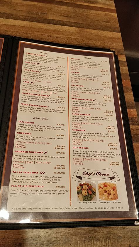Menu at Thai Spoon 2 restaurant, Loma Linda