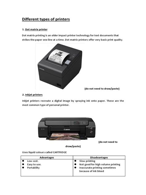 Image result for Different Printer Types