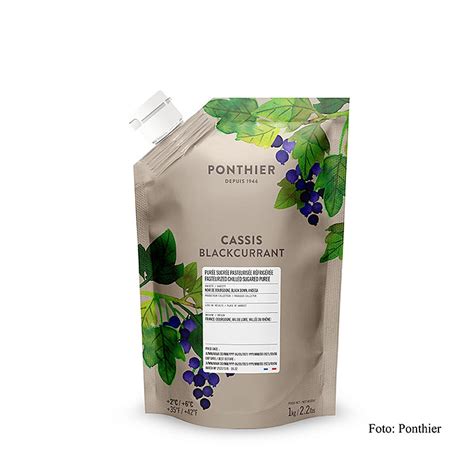 Puree cassis, 12% sugar, Ponthier, 1 kg, bag | GOURMET VERSAND Online Shop