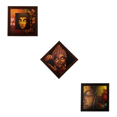 Set of 3 Meditating Buddha Satin Matt Texture UV Art Painting ...