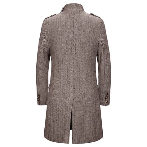 Men's Winter Coat Peacoat Coat Business Casual Winter Cotton Blend Warm ...