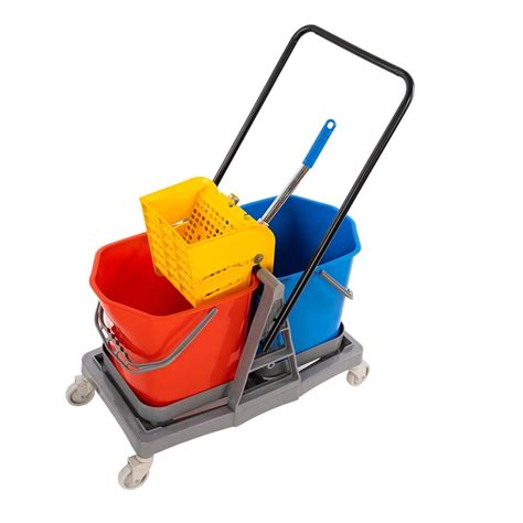 Hygiene Double Bucket Mop Wringer Trolley, 40 Ltrs. ( 2 Bucket of 20 L ...