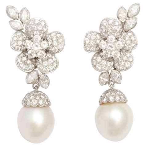 Amber And Pearl Drop Earrings at 1stDibs