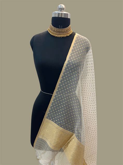 White Color Pure Organza Banarasi Dupatta – Banarasi Pitara